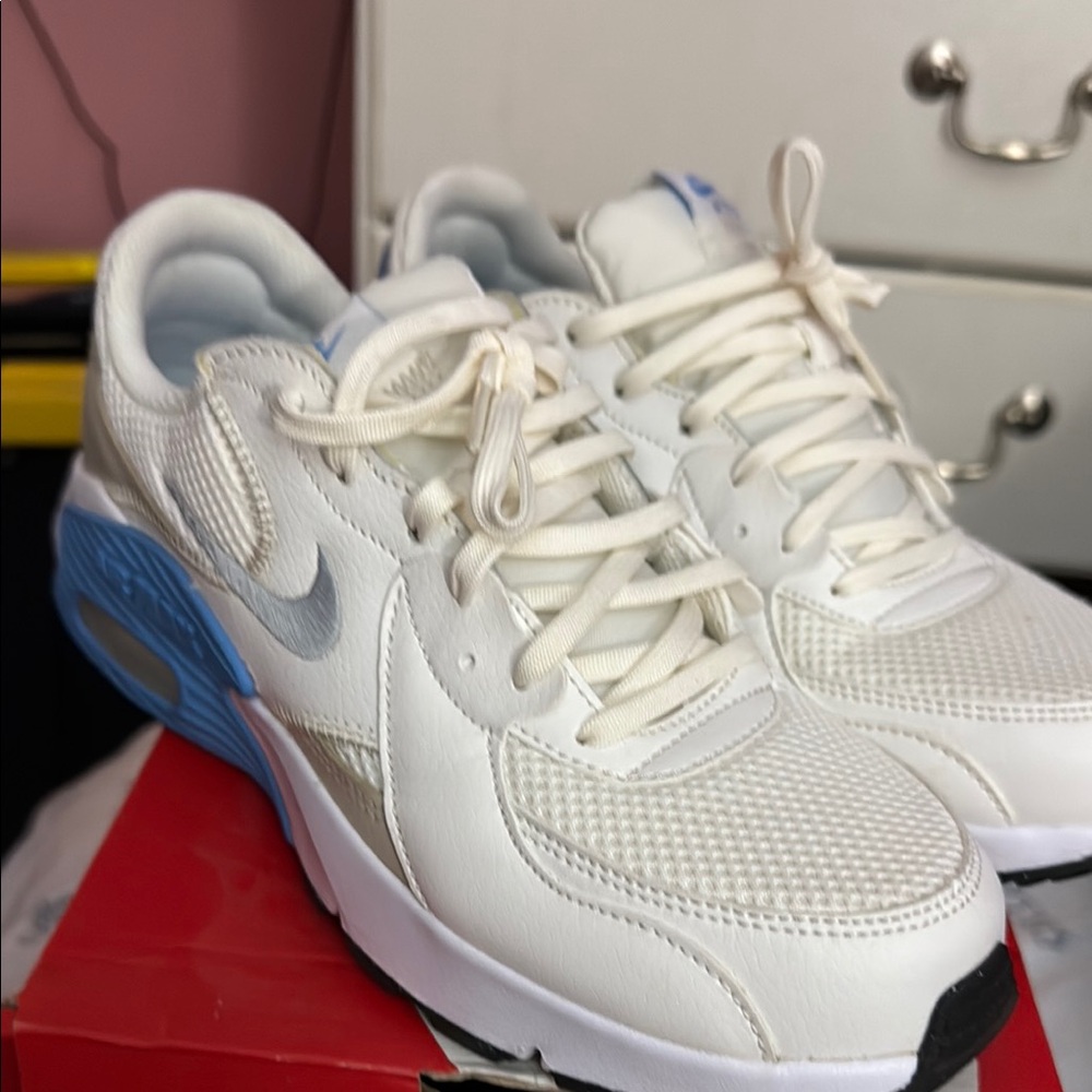 Nike Air Max Excee White and Blue Athletic Shoes